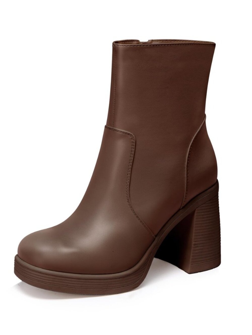 Women's Platform Gogo Ankle Boots with Zipper, Square Toe Boots with Chunky